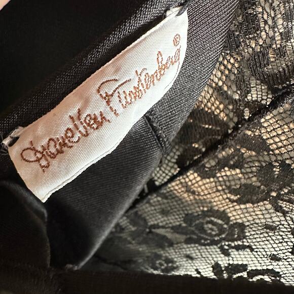 Diane Von Furstenberg Vintage Lace Nightgown Slip and Robe 80s Black - Picture 5 of 16